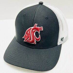 '47 Brand Washington State Cougars Logo Trucker Hat Cap Adjustable‎ Black NCAA